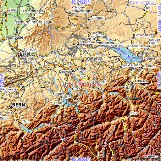 Topographic map of Uetikon / Grossdorf