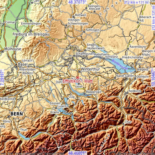 Topographic map of Effretikon / Watt