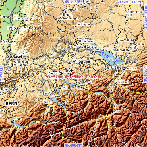 Topographic map of Pfäffikon / Pfäffikon (Dorfkern)