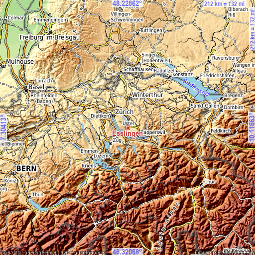 Topographic map of Esslingen