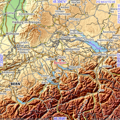 Topographic map of Benglen