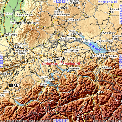 Topographic map of Greifensee / Pfisterhölzli