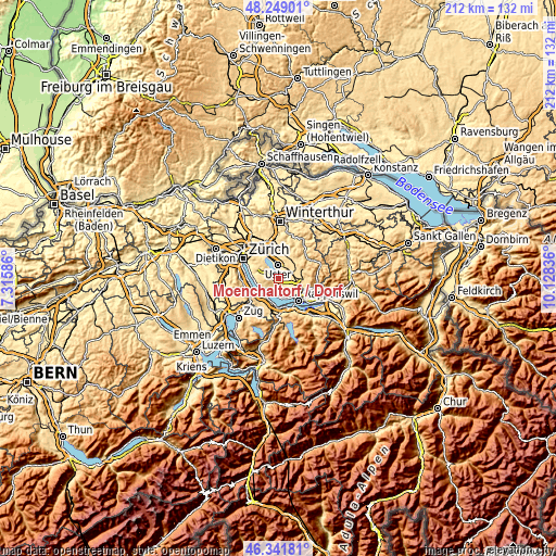 Topographic map of Mönchaltorf / Dorf