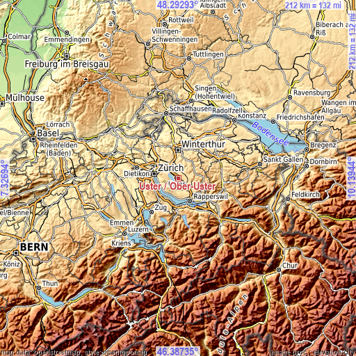 Topographic map of Uster / Ober-Uster