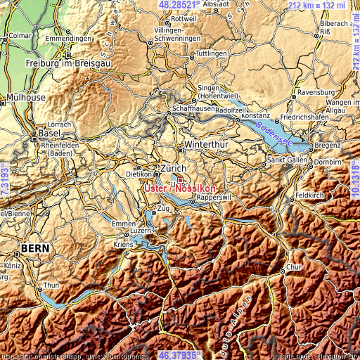 Topographic map of Uster / Nossikon