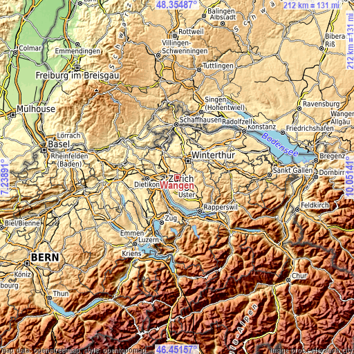 Topographic map of Wangen