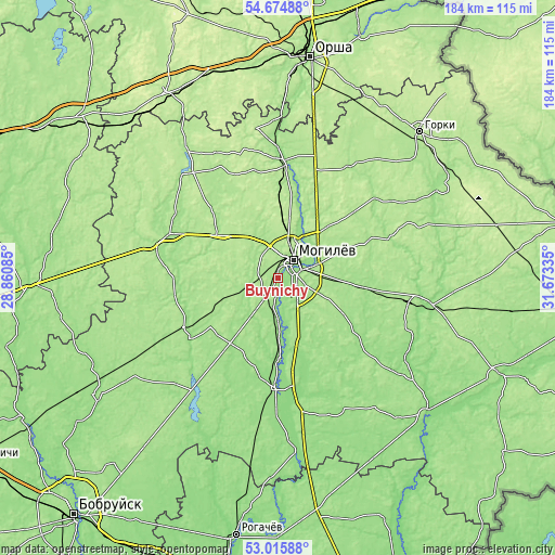 Topographic map of Buynichy