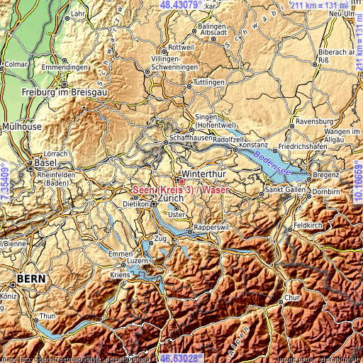 Topographic map of Seen (Kreis 3) / Waser