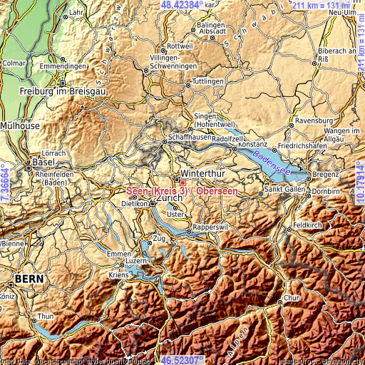 Topographic map of Seen (Kreis 3) / Oberseen