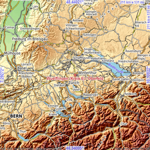 Topographic map of Wülflingen (Kreis 6) / Oberfeld