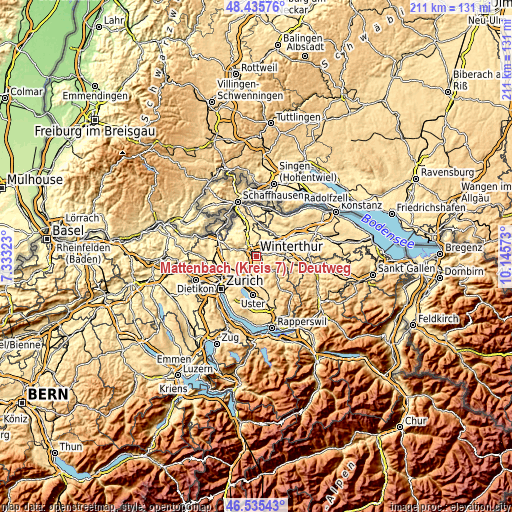 Topographic map of Mattenbach (Kreis 7) / Deutweg