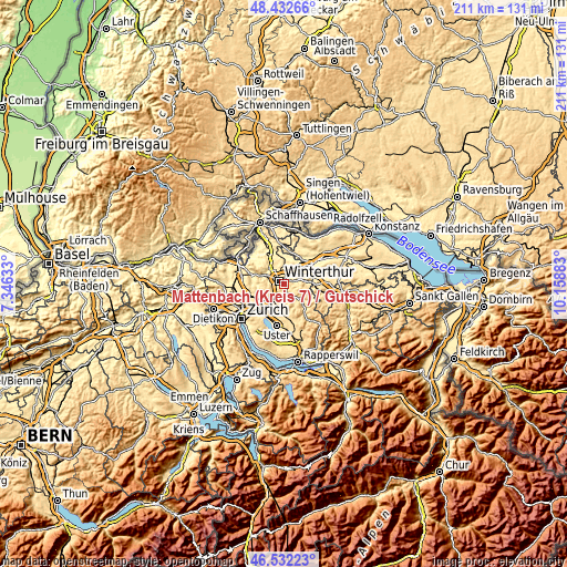 Topographic map of Mattenbach (Kreis 7) / Gutschick