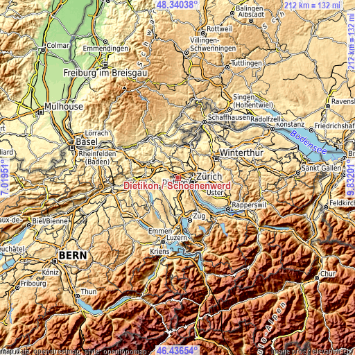 Topographic map of Dietikon / Schönenwerd