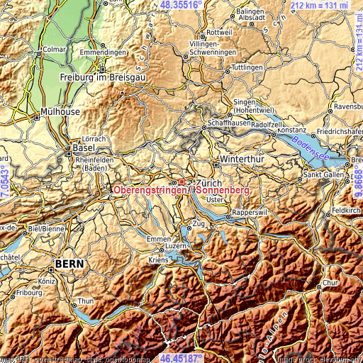 Topographic map of Oberengstringen / Sonnenberg