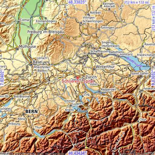 Topographic map of Schlieren / Spital