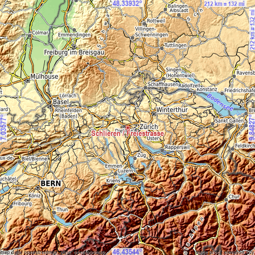 Topographic map of Schlieren / Freiestrasse