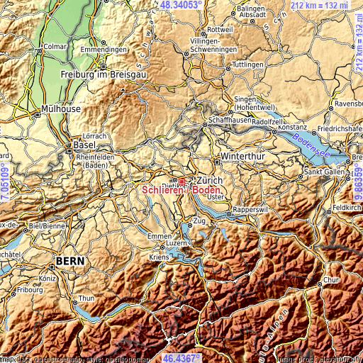 Topographic map of Schlieren / Boden