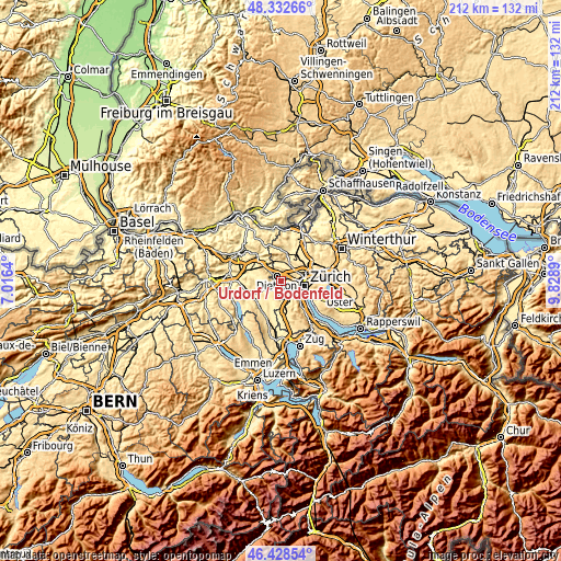 Topographic map of Urdorf / Bodenfeld