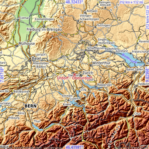 Topographic map of Urdorf / Oberurdorf