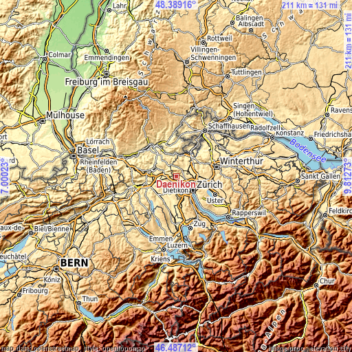 Topographic map of Dänikon
