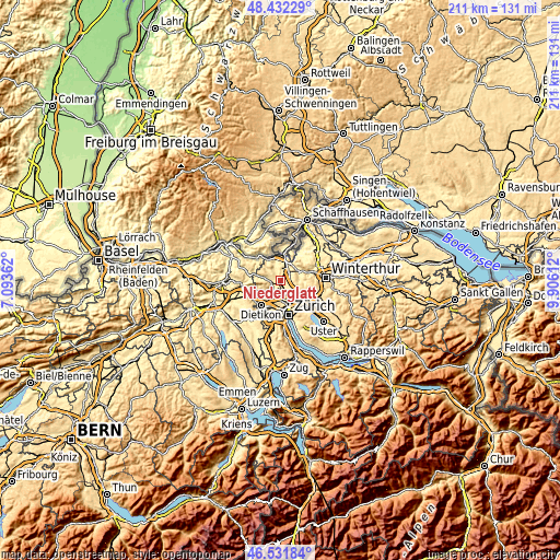 Topographic map of Niederglatt