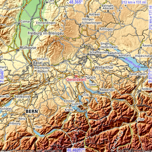 Topographic map of Geroldswil