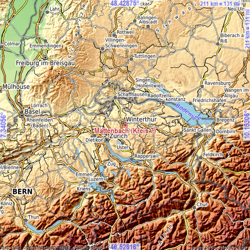Topographic map of Mattenbach (Kreis 7)