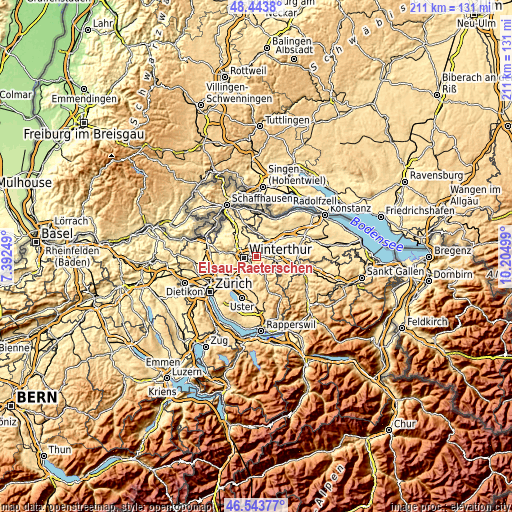 Topographic map of Elsau-Räterschen