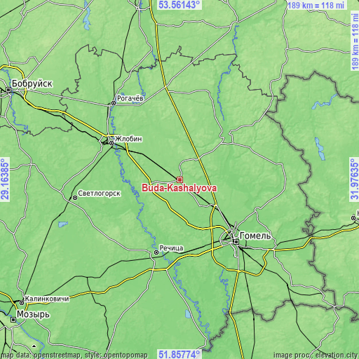 Topographic map of Buda-Kashalyova