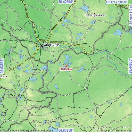 Topographic map of Braslaw