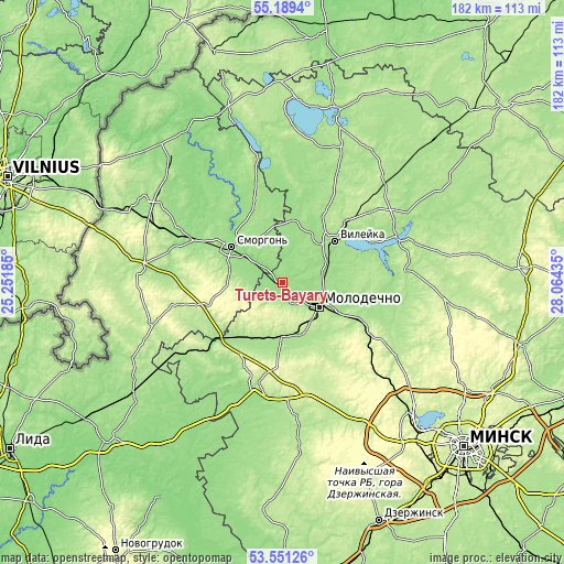 Topographic map of Turets-Bayary