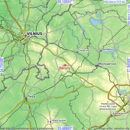 Topographic map of Baruny