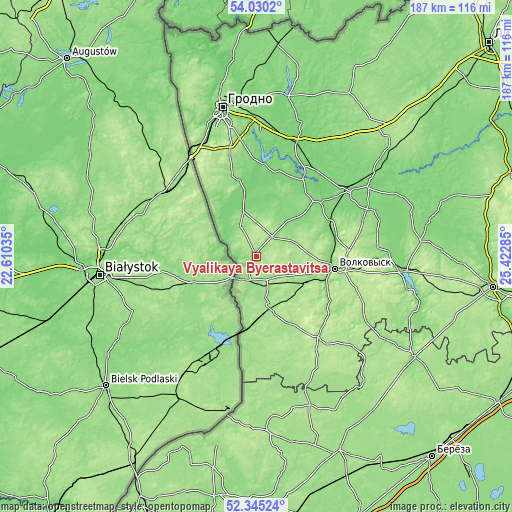 Topographic map of Vyalikaya Byerastavitsa