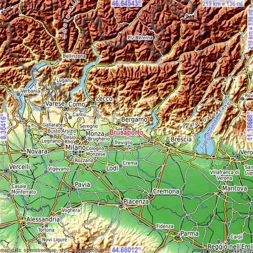 Topographic map of Brusaporto