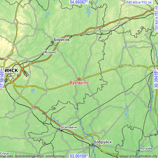 Topographic map of Byerazino