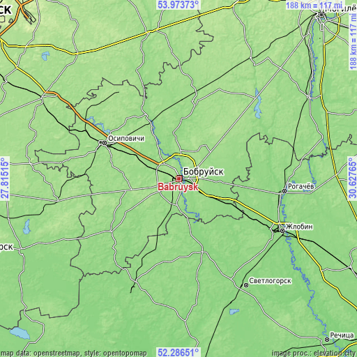 Topographic map of Babruysk