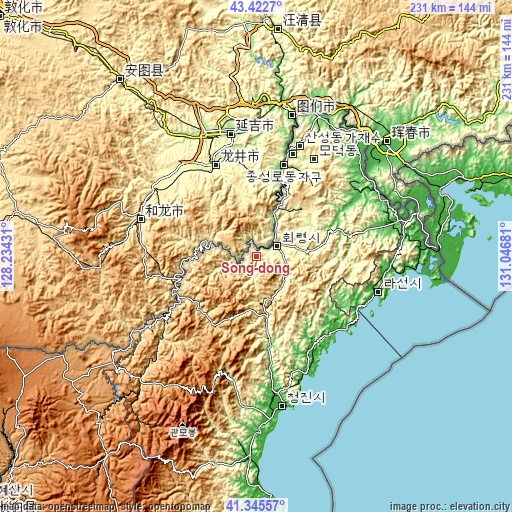 Topographic map of Sŏng-dong