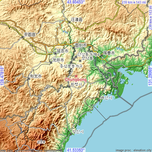 Topographic map of Chungbong