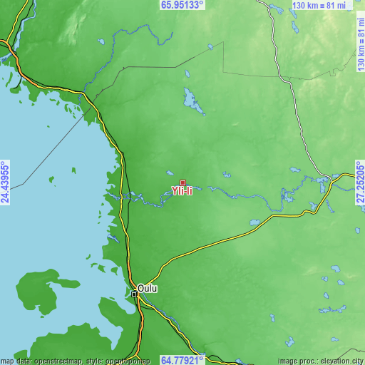 Topographic map of Yli-Ii