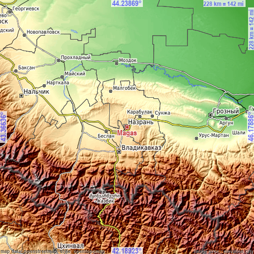 Topographic map of Magas