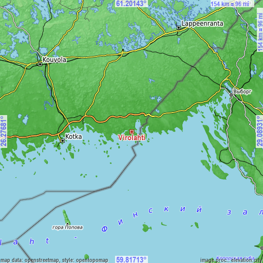 Topographic map of Virolahti