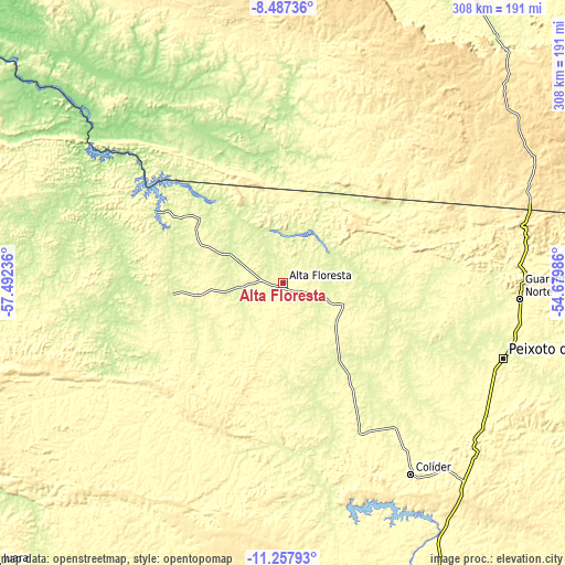 Topographic map of Alta Floresta