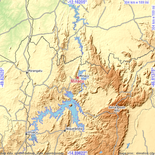 Topographic map of Minaçu