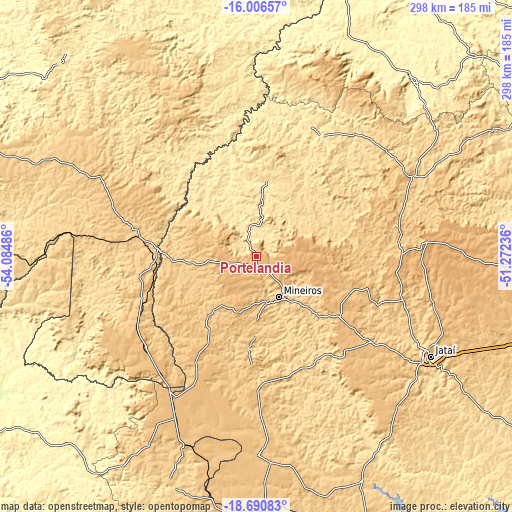 Topographic map of Portelândia