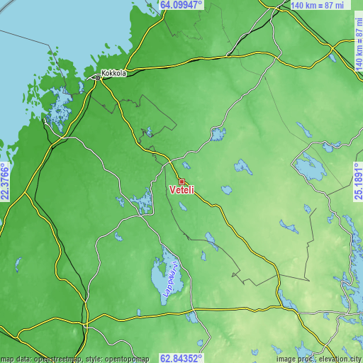 Topographic map of Veteli