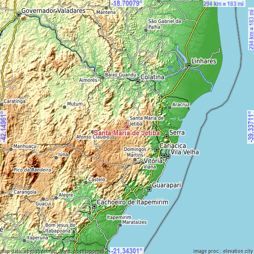 Topographic map of Santa Maria de Jetibá
