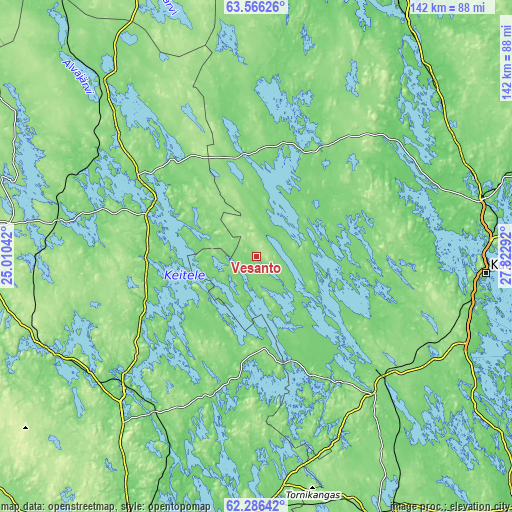 Topographic map of Vesanto