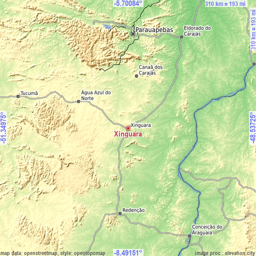 Topographic map of Xinguara