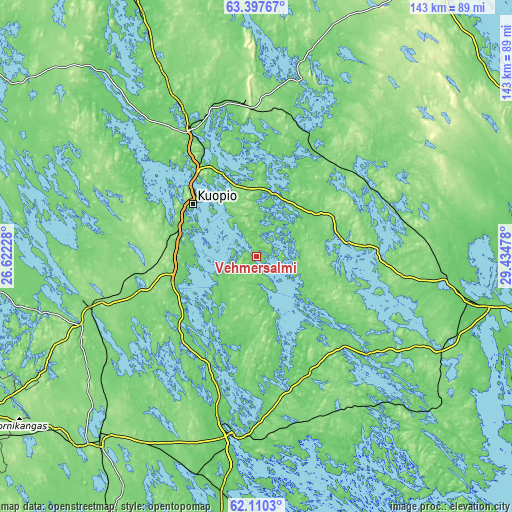 Topographic map of Vehmersalmi