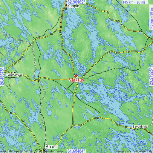 Topographic map of Varkaus